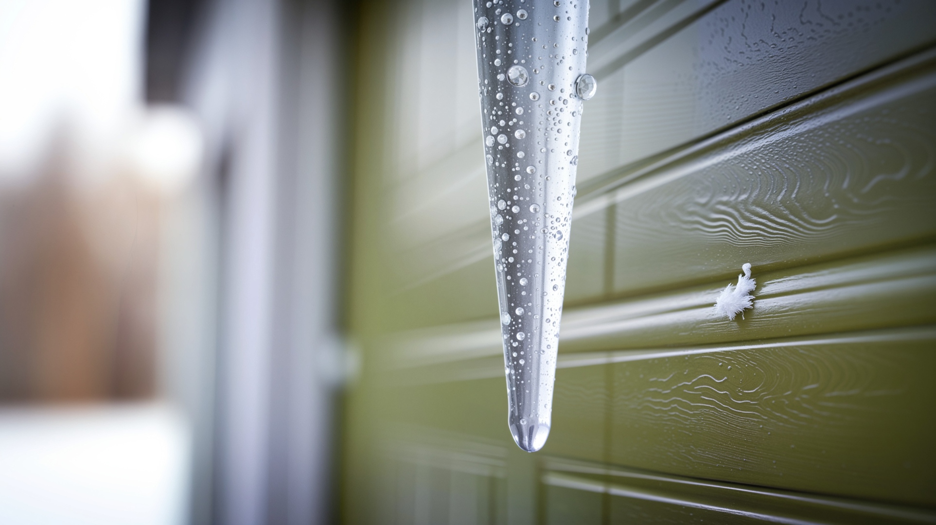 Winter garage door maintenance could prevent icing over as seen in this picture and other cold-weather problems.